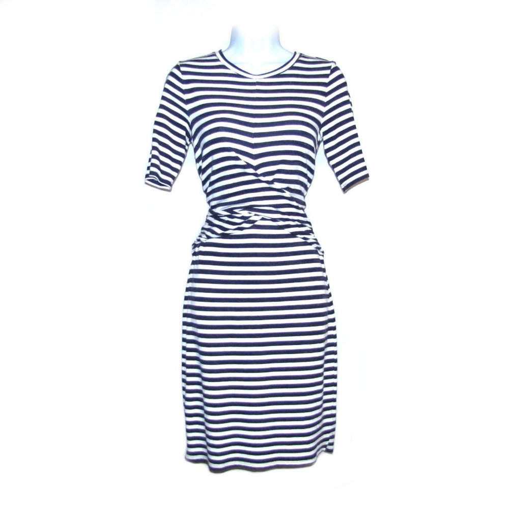 Three Dots Nantucket Navy White Knot Front Dress S